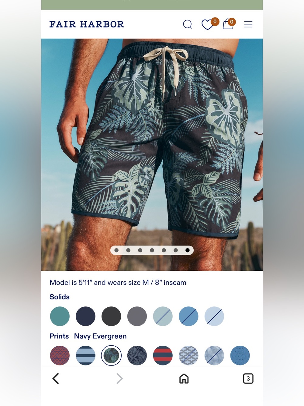 Fair Harbor Navy Evergreen Print Anchor Shorts Size XL